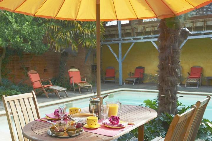 Location de vacances pour 3 personnes, avec Jacuzzi et Terrasse ainsi que Jardin et Bassin pour enfant à Montesquieu-Volvestre