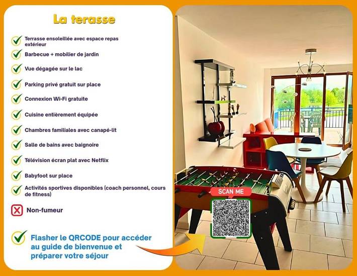 Gîte pour 4 personnes, avec terrasse ainsi que vue et vue sur le lac dans Socourt