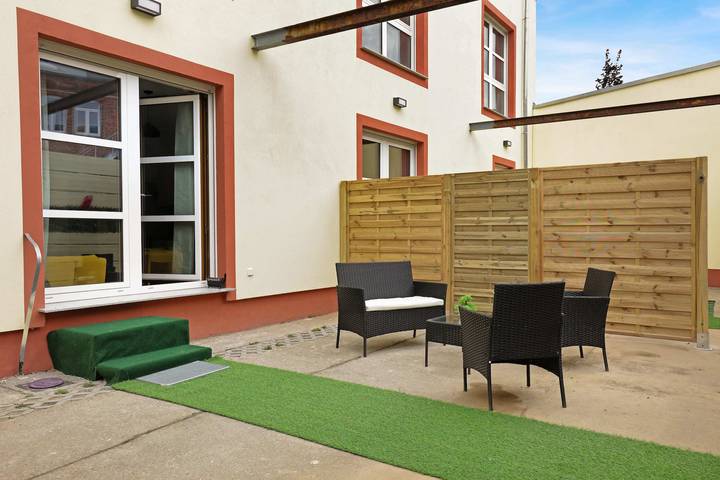 Ferienwohnung für 4 Personen, mit Garten und Sauna in Leipzig