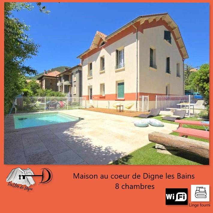 Appartement de vacances pour 20 personnes, avec Balcon et Terrasse ainsi que Jardin et Piscine à Digne-les-Bains