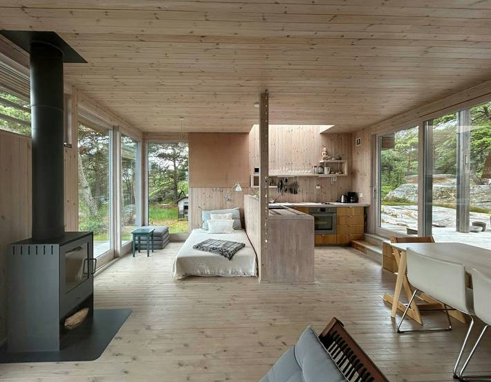Von einem Architekten entworfene Hütte in Holmetangen mit japanischer Ruhe in Hvaler