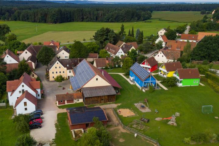 Bauernhof für 4 Personen, mit Balkon und Balkon/Terrasse sowie Terrasse und Garten in Franken