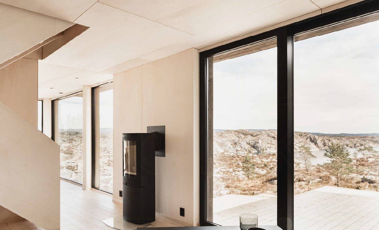 Architektonisch gestaltete Kabine mit Panoramablick in Bømlo