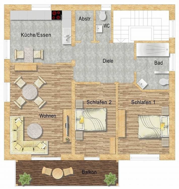Ferienwohnung für 6 Personen, mit Balkon und Garten sowie Ausblick in Lorch