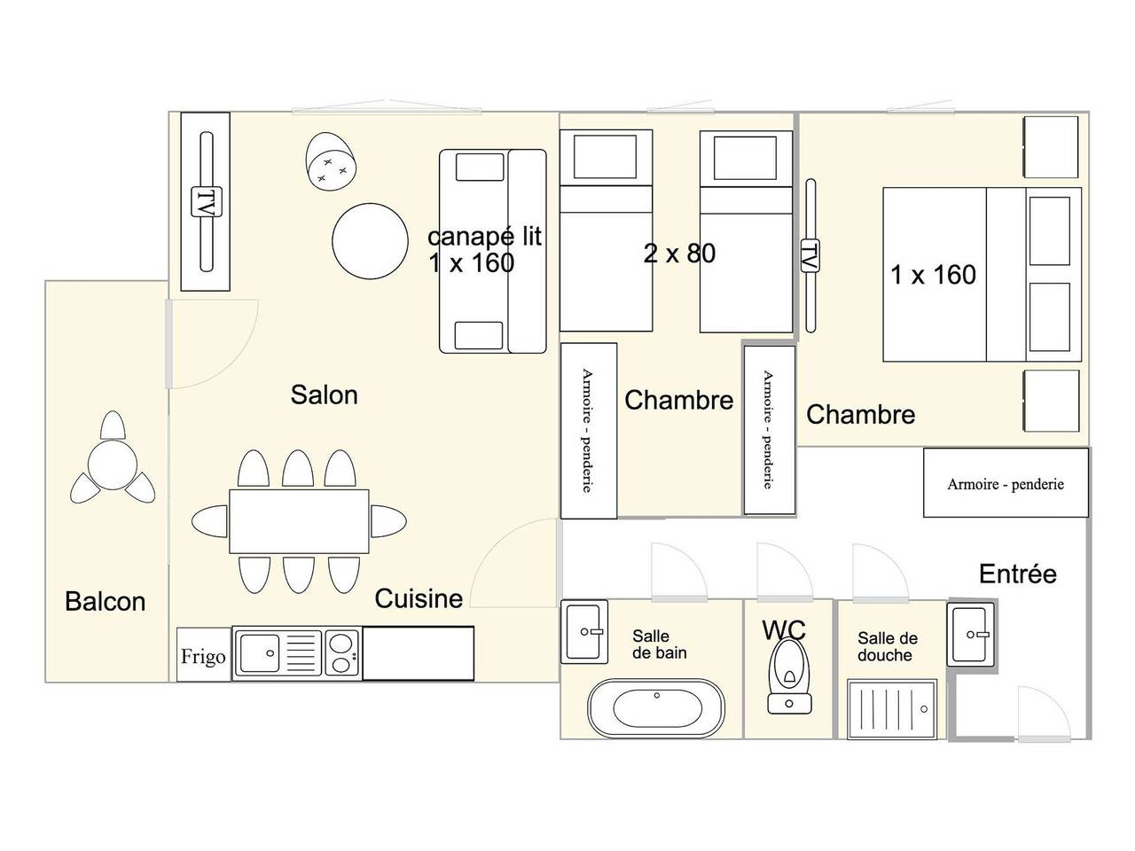 Ganze Wohnung, 3-Zimmer-Wohnung Les Saisies, 2 Schlafzimmer, überdachter Parkplatz in Les Saisies, Albertville und Umgebung