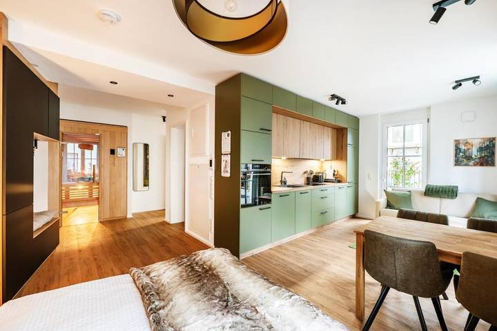 Ferienwohnung für 3 Personen, mit Ausblick und Terrasse sowie Sauna, mit Haustier