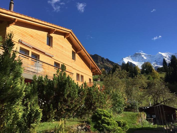 Hütte für 4 Personen, mit Terrasse und Garten sowie Ausblick in Wengen