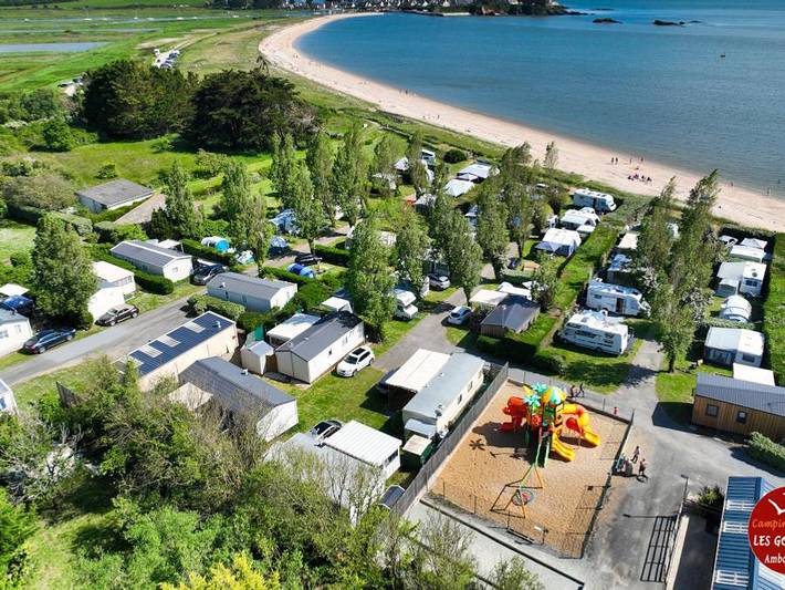 Camping et Parc Les Goelands  - Mobilheim 6 personen - Mobilheim Tranquillou - 3 Zimmer + Überdachte Terrasse - 34 m² in Arzal, Côte des Mégalithes