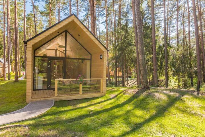 Domek letniskowy dla 3 osób, z Taras i Jacuzzi oraz Ogród i Widok w Zalew Wiślany