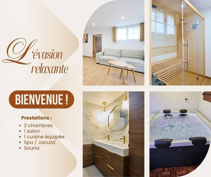 Appartement de vacances pour 6 personnes, avec sauna et terrasse ainsi que jardin et jacuzzi