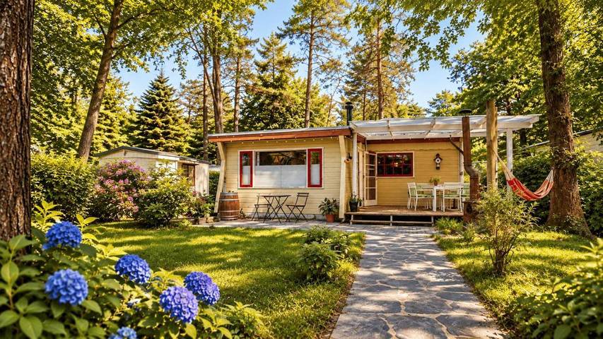Ferienhaus für 2 Personen, mit Whirlpool und Terrasse sowie Garten und Pool