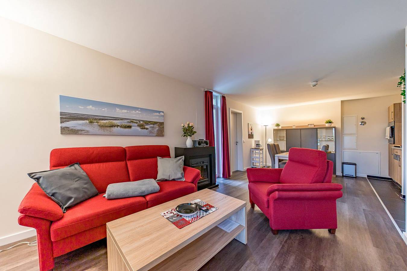 Ganze Wohnung, Strandnahe, schöne Wohnung mit Sauna, Terrasse mit Strandkorb und Landblick in Samtgemeinde Land Wursten, Wurster Nordseeküste