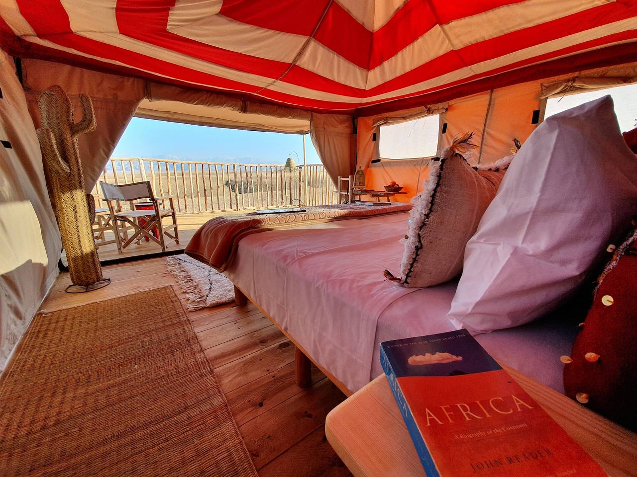 Stargazing tent at Nkhila Lodge, Agafay Desert Camp in Province Al Haouz
