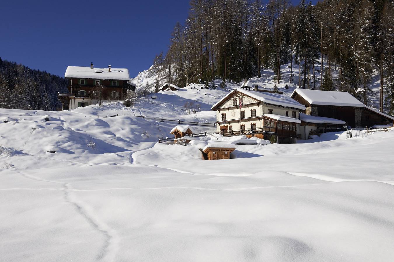 Hof Zuort - Einzelzimmer Chalet mit Etagendusche in Sent, Unterengadin