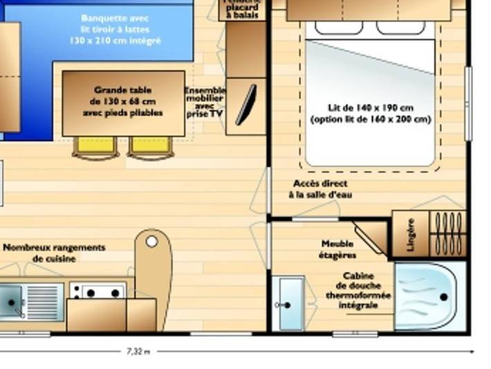 Flower Camping Le Pont du Tarn - Mobilheim 6 personen - Mobilheim Mercure Confort 28m² - 2 Zimmer + überdachte Terrasse 4/6 Pers. in Florac-Trois-Rivières, Cevennen