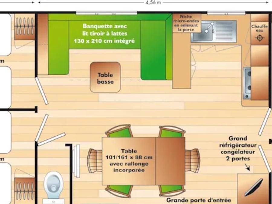 Camping Le Pigeonnier - Mobilheim 8 personen - Tourterelle in Saint-Crépin-et-Carlucet, Périgord Noir