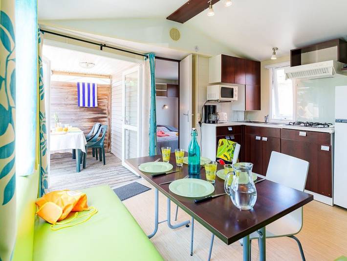 Camping du Vieux Château - Mobilheim 4 personen - Mobilheim Escapade 24m² - 2 Zimmer + Fernseher in Saint-Michel-Chef-Chef, Côte de Jade