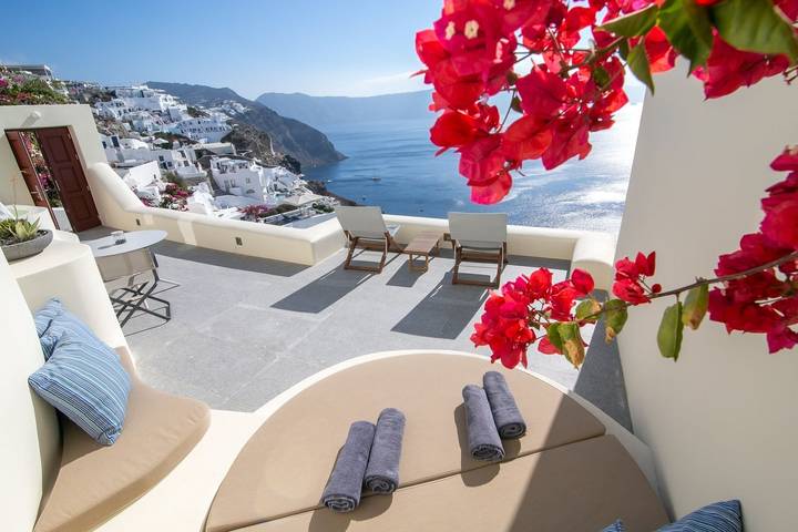 Villa pour 4 personnes, avec balcon et vue sur l’océan à Oia