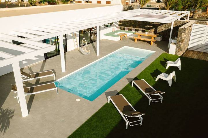 Nagelneue und moderne Villa in Lajares (Fuerteventura) mit beheiztem Pool in Lajares, La Oliva