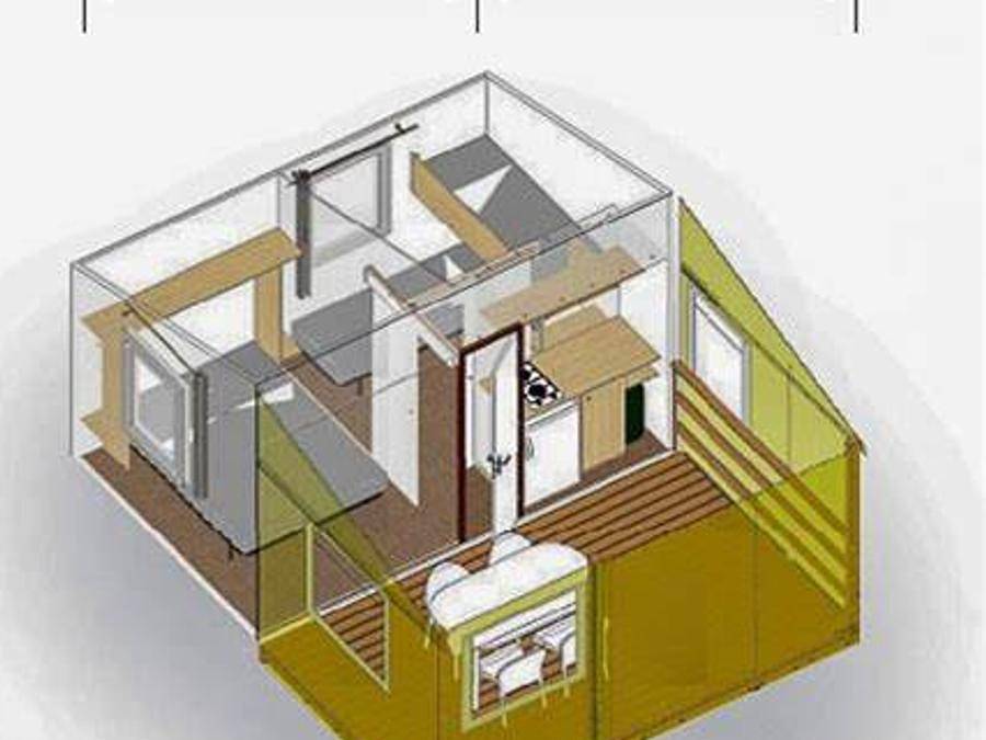 Flower Camping l'Epi Bleu - Mobilhome 4 personas - Casa rápida Standard 20m² (2 dormitorios, máx 3 adultos + 1 niño pequeño) sin sanitarios in Banon, Forcalquier region