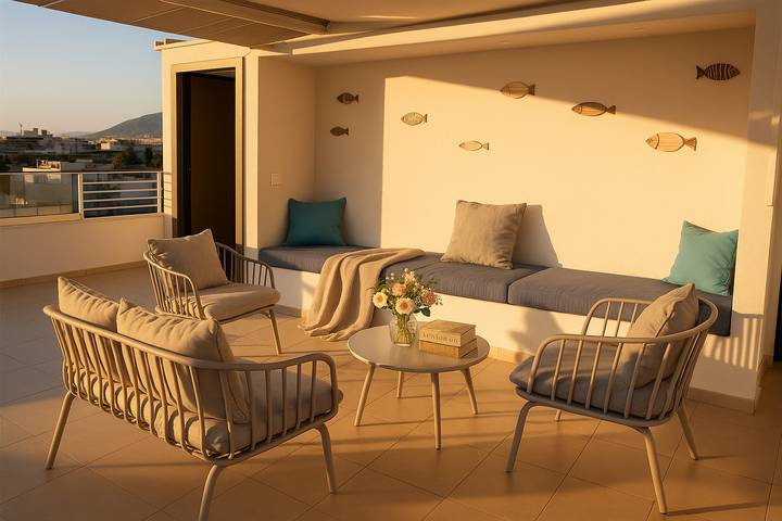 Apartamento entero, 1 Riviera Escape Penthouse con vista completa al mar in Voula, Región de Costa Sur de Ática