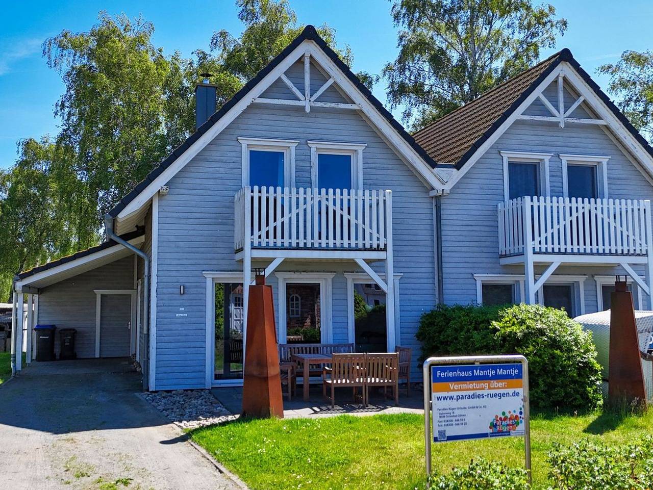 Fhaus Mantjemantje - Ferienhaus mit Meerblick, Terrasse und eigener Sauna - Ferienhaus Mantjemantje in Gager, Mönchgut