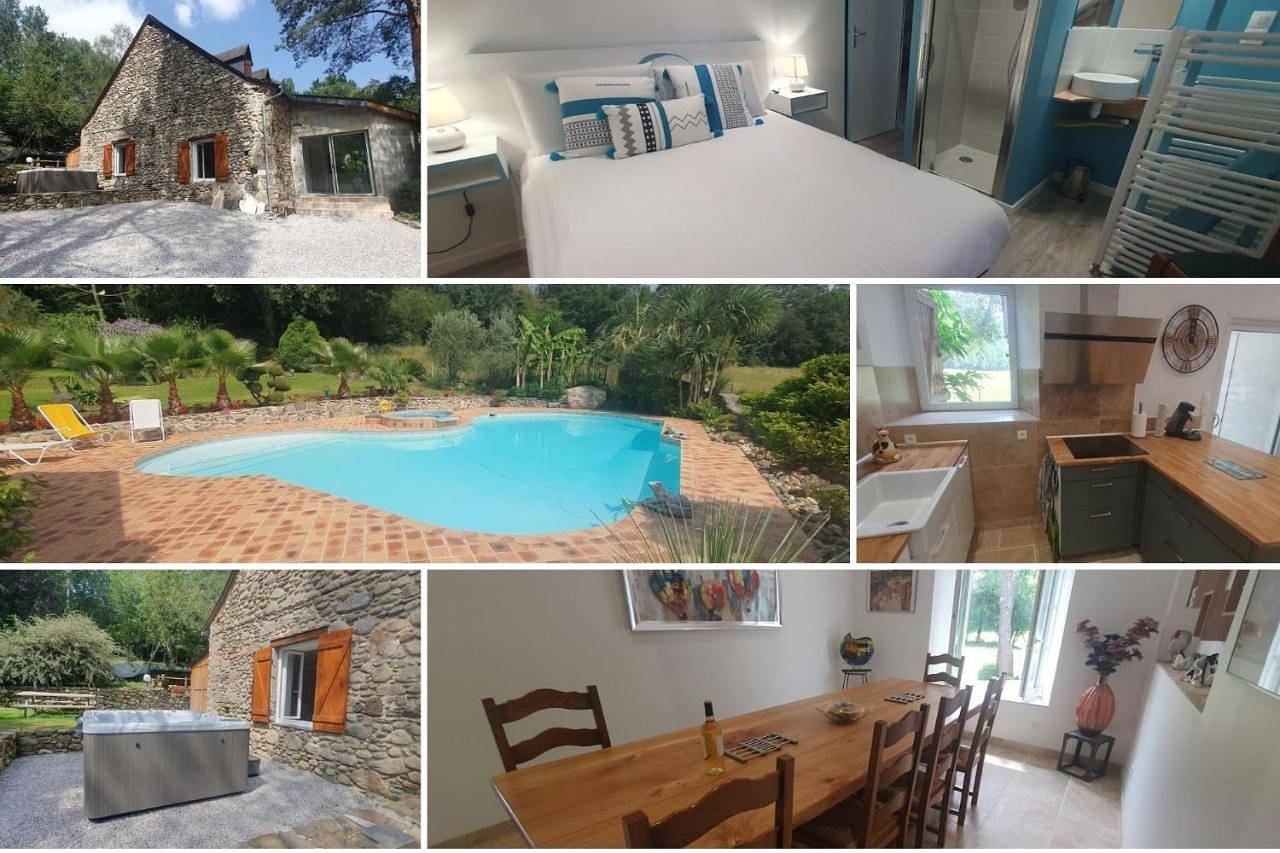 Appartement entier, Maison familiale Baylère - Piscine et spa - 8 pers in Buzy, Béarn