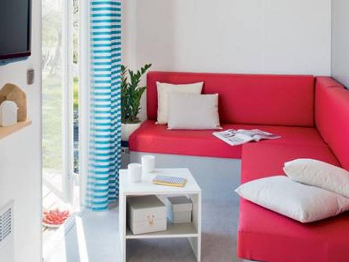 Flower Camping Le Rochelongue - Mobilheim 4 personen - Mobilheim Premium 28m² - 2 Schlafzimmer - Tv + klimatisiert + Geschirrspüler 4 pers. in Cap d'Agde, Agde