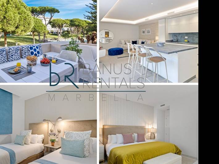 Ferieleilighet for 4 personer, med Terrasse og Hage i tillegg til Badebasseng i Puerto Banús