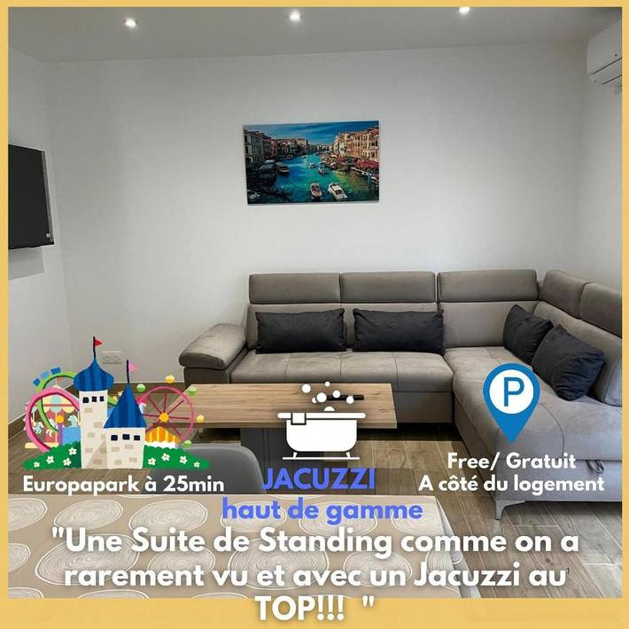Gîte pour 2 personnes, avec terrasse ainsi que jacuzzi et jardin à Friesenheim