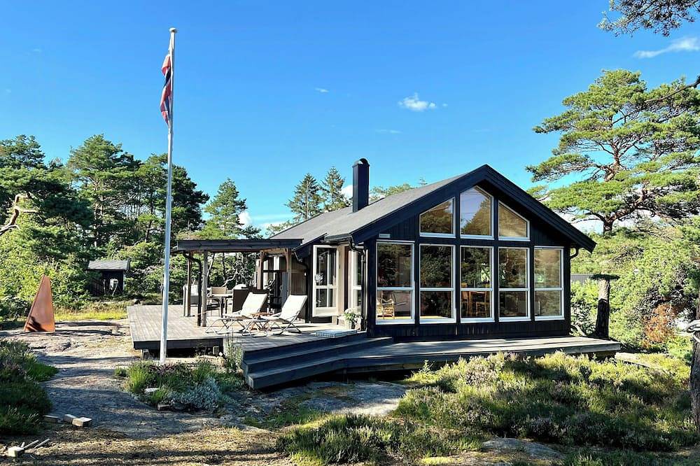 Familienhütte mit Panoramafenstern am Oksrødkilen in Slevik, Fredrikstad