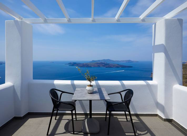 Chalet para 3 personas, con balcón y vistas al mar en Santorini