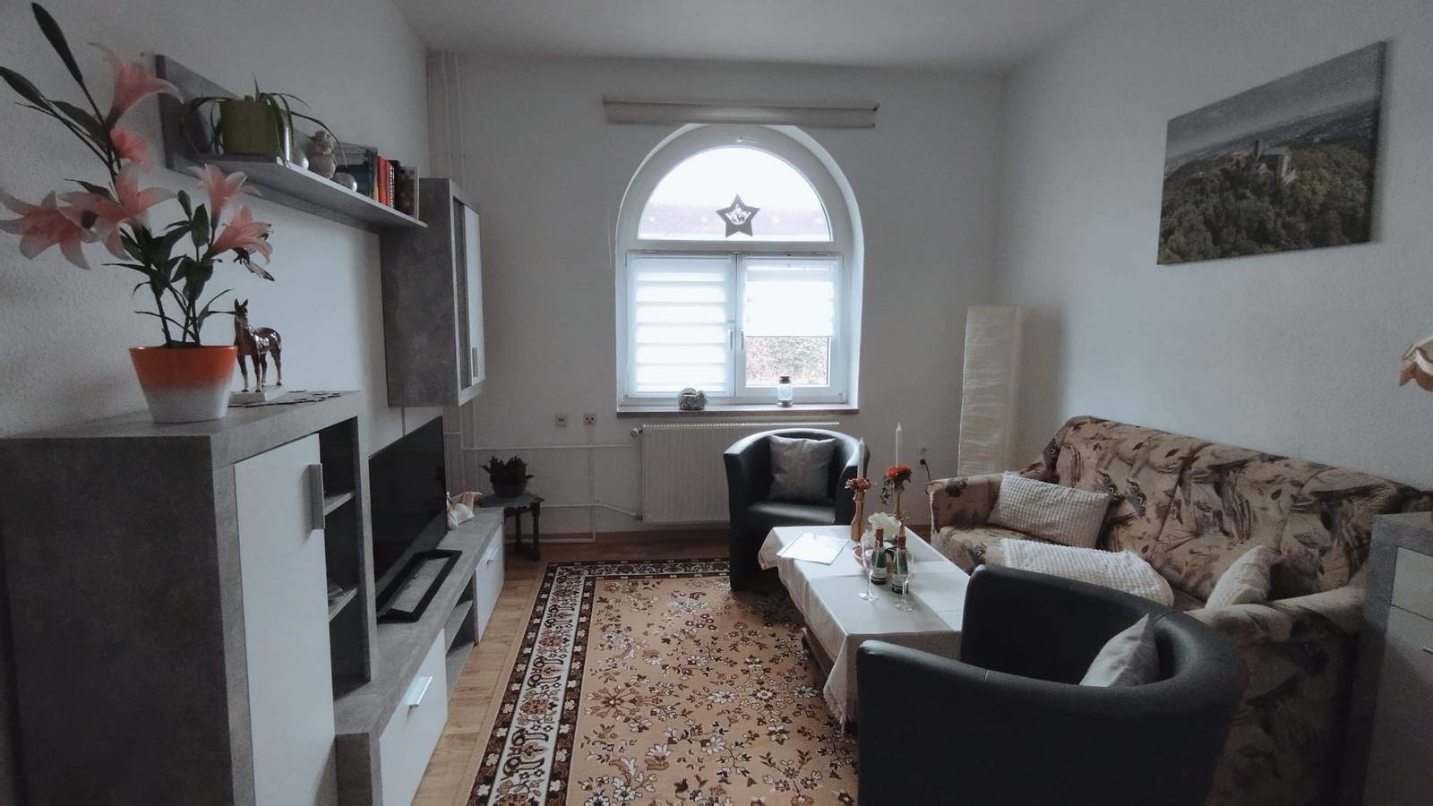 Ganze Ferienwohnung, Ferienwohnung am Hörselufer - Ferienwohnung mit Wohn-/schlafraum, Schlafraum, Du/Wc, Parkplatz in Wartburg, Eisenach