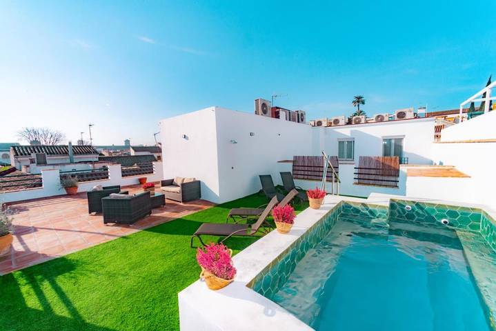 Appart’hôtel pour 4 personnes, avec Terrasse ainsi que Piscine et Vue dans Villarrubia