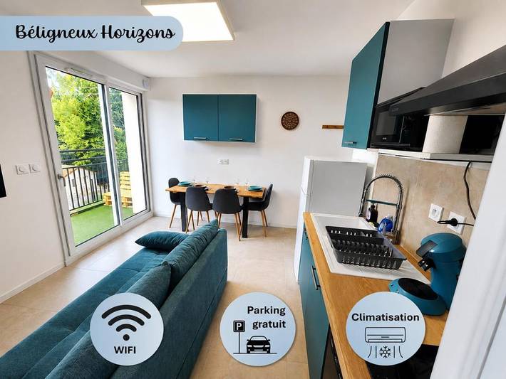 Gîte pour 4 personnes, avec balcon et vue à Béligneux