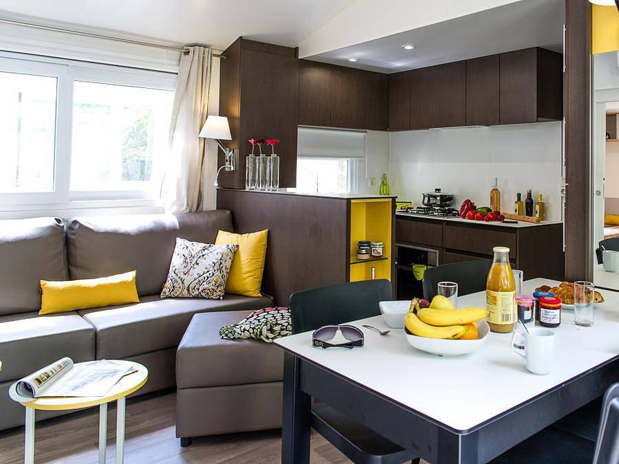 Camping La Tour de France - Mobilheim 6 personen - 3 Zimmer Premium (Klima + Plancha) in Latour-de-France, Regionaler Naturpark Corbières-Fenouillèdes