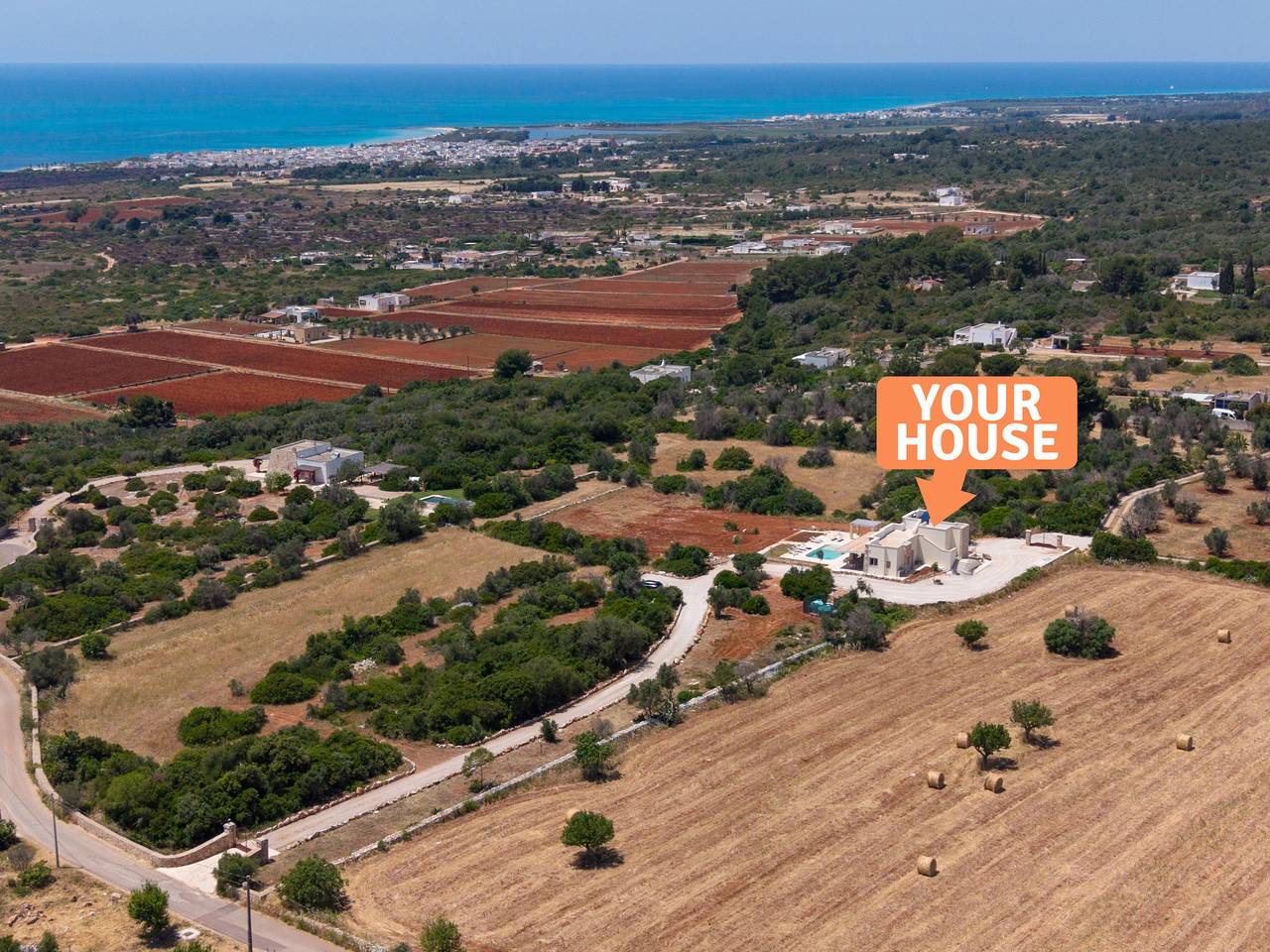 High-end pool villa on 2 levels with sea view in Salve, Gulf of Taranto