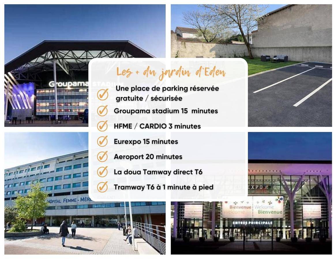 Appartement entier, Le jardin d'Eden Color -Tramway à 1 min-Hôpitaux Est-Eurexpo-Groupama stadium-Parking gratuit-Climatisé in Bron, Lyon et ses environs