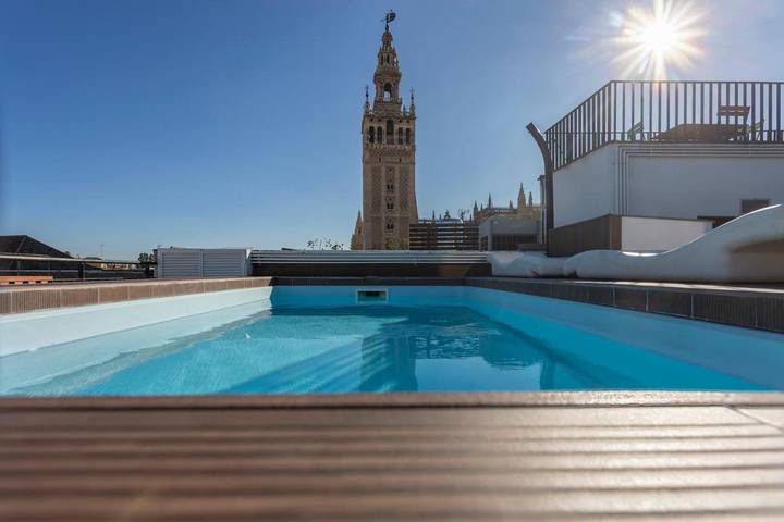 Apartamento para 4 personas, con terraza además de piscina y vistas, Se admiten mascotas en Santa Cruz (Sevilla)