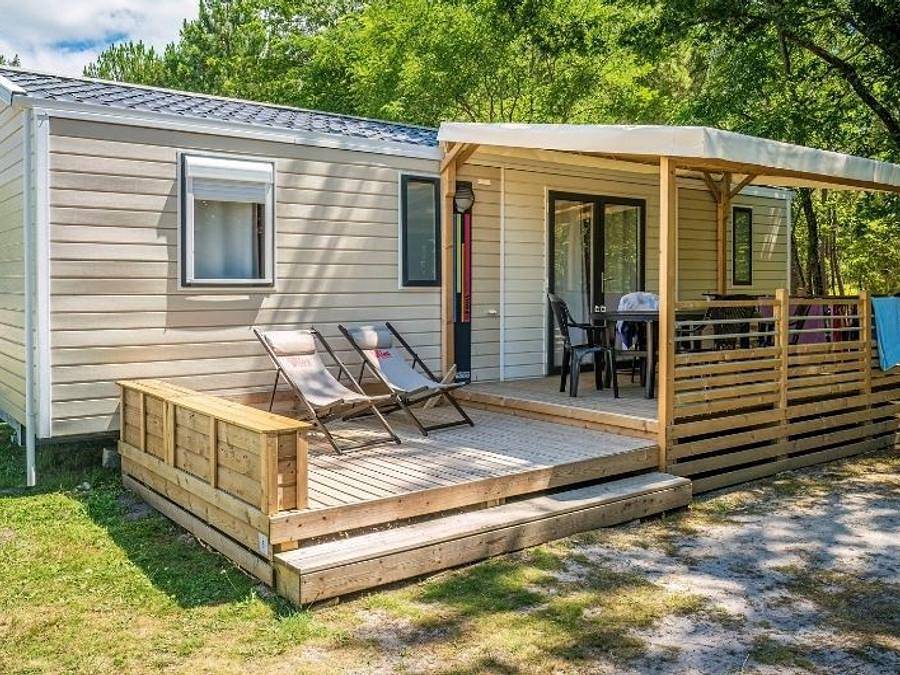 Camping L'Orée Du Bois - Mobilhome 6 personas - Mobil Home 2 camas 4/6 baños Terraza semicubierta sin aire acondicionado Tv in Hourtin, Parque natural regional del Médoc