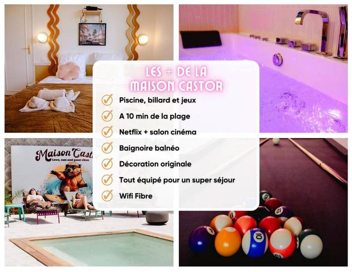 Villa pour 10 personnes, avec piscine ainsi que jacuzzi et jardin à Mimizan - 2