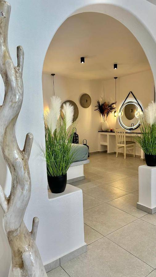 Apartahotel para 2 personas, con jacuzzi y jardín en Santorini