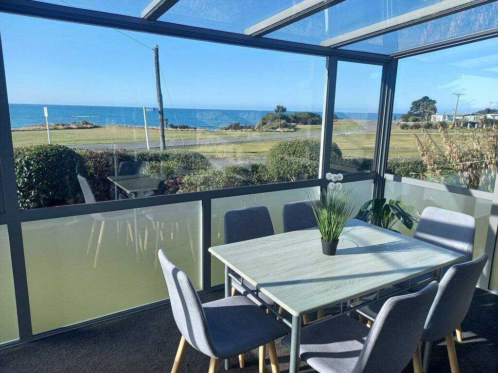 Schöner Meerblick von diesem schönen Ferienhaus in Waitaki District