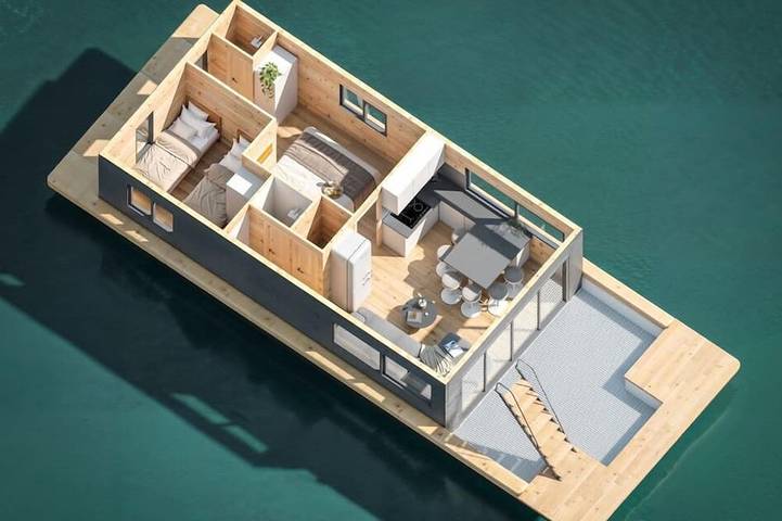 Péniche pour 6 personnes, avec Terrasse dans Maffle