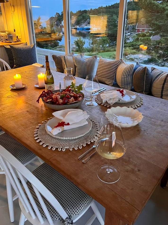 Ferienhaus in Sørland mit Bootsanlegestelle am Gamle Hellesund in Lillesand