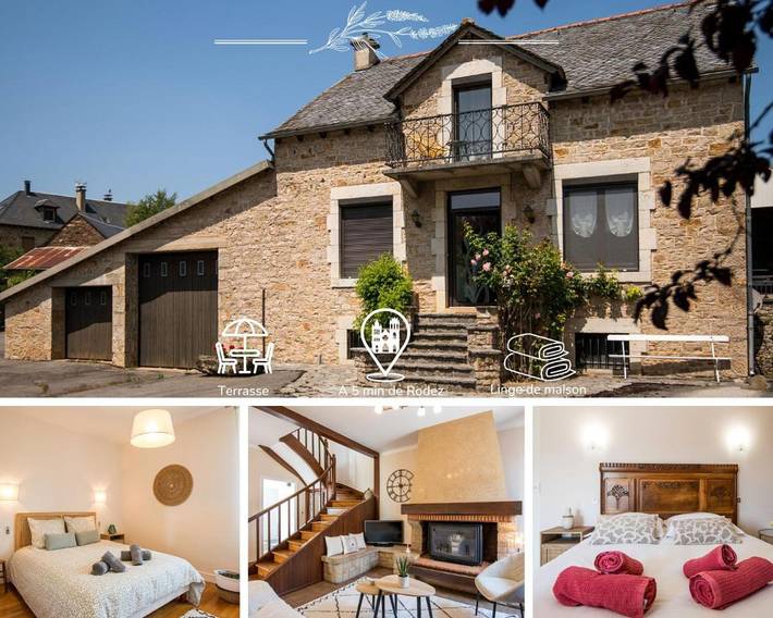 Gîte pour 6 personnes, avec terrasse et vue à Agen-d'Aveyron
