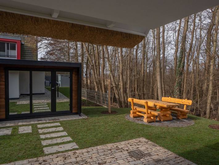 Ferienhaus für 7 Personen, mit Balkon/Terrasse und Terrasse sowie Sauna