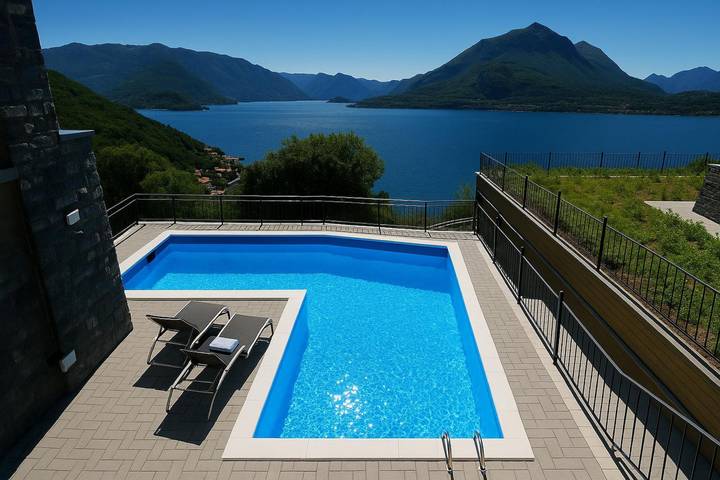Gîte pour 2 personnes, avec vue sur le lac ainsi que piscine et balcon dans Perledo - 2