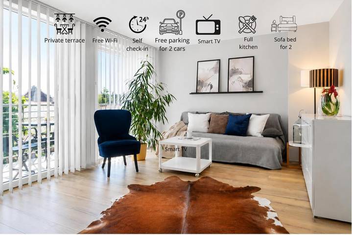 Ferienwohnung für 4 Personen, mit Balkon und Terrasse sowie Garten und Ausblick in Schiffweiler