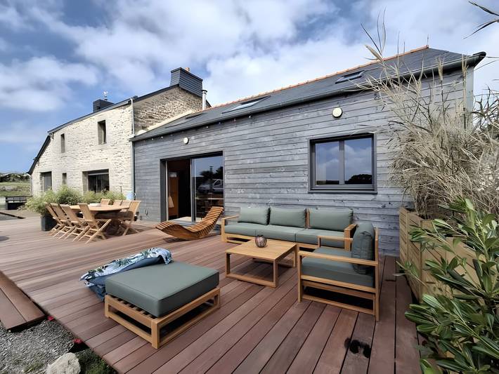 Chalet breton avec bain nordique et vue sur golf à Plouarzel in Plouarzel, Région de Brest